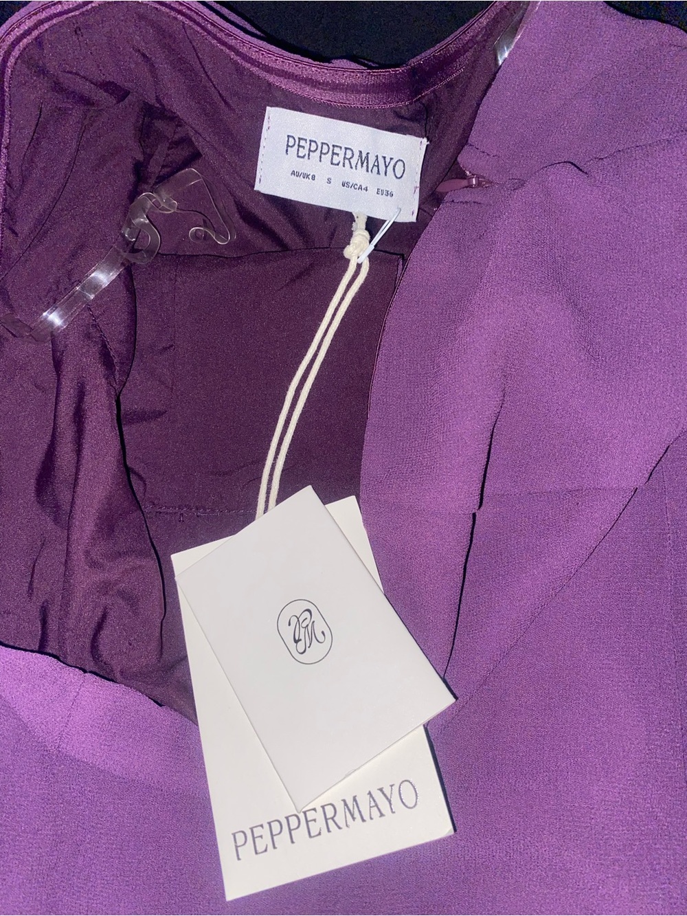 Peppermayo Avenue Mini Dress Plum Halter Scarf Tie Open Back Party Size S - Picture 8 of 9